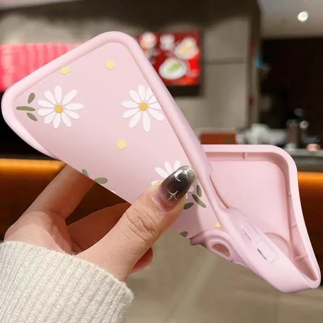 Alt view image 5 of 6 - Compatible with iPhone 16 Case Creative Flower Pattern Design Girls Women Liquid Silicone Cover Thicker Frame Shockproof and Scratch-Resistant Soft Case for iPhone 16 - Pink