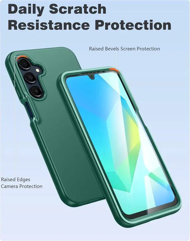 Alt view image 4 of 7 - for  Galaxy A16-5G Case: Phone Case with Built-in Screen Protector Protective Silicone Cell Phone Cover Rugged Shockproof Full Protection Slim Dual Layer Case Pine Green