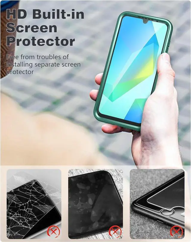 Alt view image 5 of 7 - for  Galaxy A16-5G Case: Phone Case with Built-in Screen Protector Protective Silicone Cell Phone Cover Rugged Shockproof Full Protection Slim Dual Layer Case Pine Green