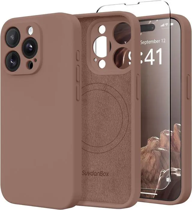 Main image of Magnetic for iPhone 13 Pro Max Case Compatible with MagSafe [Full Camera Protection][Screen Protector] Silicone Shockproof Protective Phone Case for iPhone 13 Pro Max 6.7 Brown