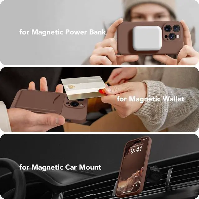 Alt view image 5 of 7 - Magnetic for iPhone 13 Pro Max Case Compatible with MagSafe [Full Camera Protection][Screen Protector] Silicone Shockproof Protective Phone Case for iPhone 13 Pro Max 6.7 Brown