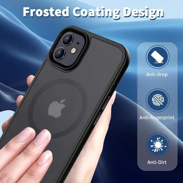 Alt view image 2 of 7 - Magnetic Case for iPhone 12 & iPhone 12 Pro 2020 6.1 inch-Compatible with MagSafe & Magnetic Car Phone Mount TPU Thin Phone Cases Cover Protective Shockproof Anti-Fingerprint(Matte Black)