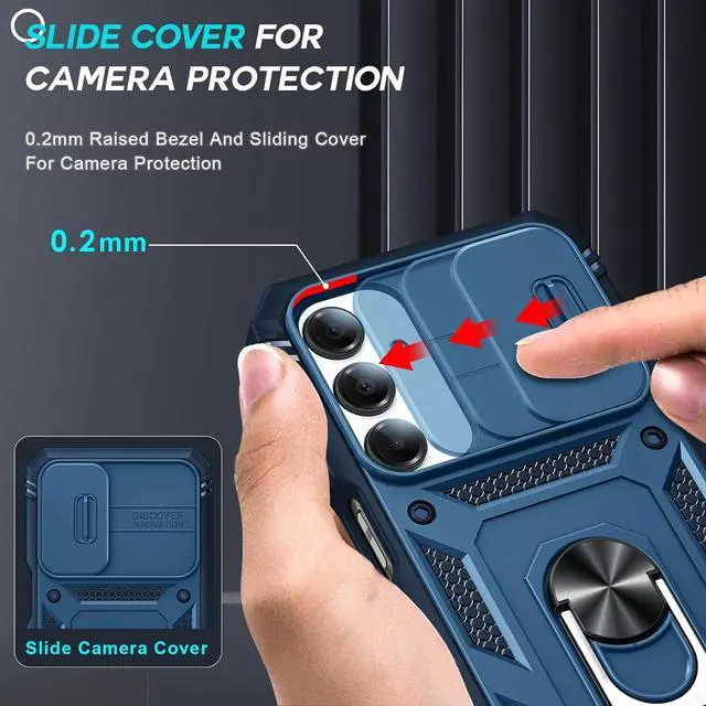 Alt view image 2 of 7 - Compatible for  Galaxy A16-5G Phone Case: Galaxy A16 Screen Protector Tempered Glass X 2 with A16 5G Case Kickstand Heavy Duty Shockproof para Cell Phone Cover Galaxy A16 5G Blue