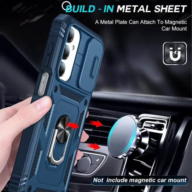 Alt view image 4 of 7 - Compatible for  Galaxy A16-5G Phone Case: Galaxy A16 Screen Protector Tempered Glass X 2 with A16 5G Case Kickstand Heavy Duty Shockproof para Cell Phone Cover Galaxy A16 5G Blue