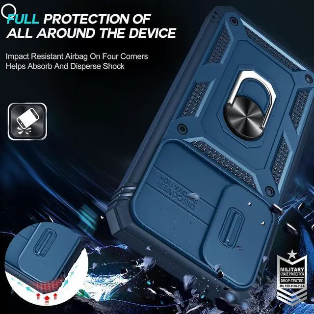 Alt view image 6 of 7 - Compatible for  Galaxy A16-5G Phone Case: Galaxy A16 Screen Protector Tempered Glass X 2 with A16 5G Case Kickstand Heavy Duty Shockproof para Cell Phone Cover Galaxy A16 5G Blue