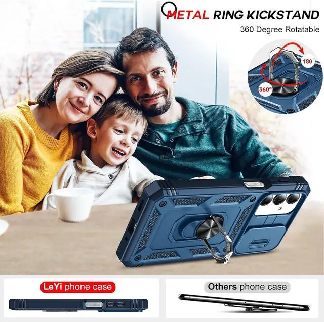 Alt view image 7 of 7 - Compatible for  Galaxy A16-5G Phone Case: Galaxy A16 Screen Protector Tempered Glass X 2 with A16 5G Case Kickstand Heavy Duty Shockproof para Cell Phone Cover Galaxy A16 5G Blue