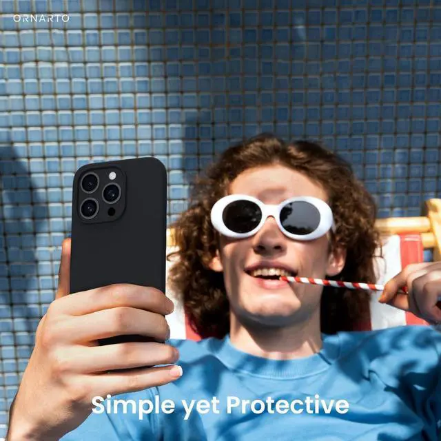 Alt view image 6 of 7 - Compatible with iPhone 16 Pro Case 6.3 Slim Liquid Silicone 3 Layers Soft Gel Rubber Shockproof Protective Case with Anti-Scratch Microfiber Lining-Black