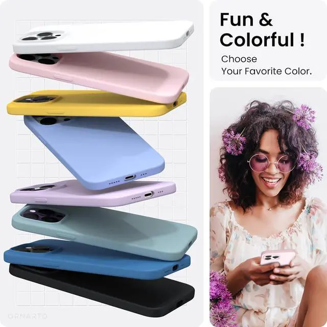 Alt view image 4 of 7 - Compatible with iPhone 14 Pro Case 6.1 Slim Liquid Silicone 3 Layers Full Covered Soft Gel Rubber Phone Case Protective Cover with Microfiber Lining 6.1 inch-Chalk Pink