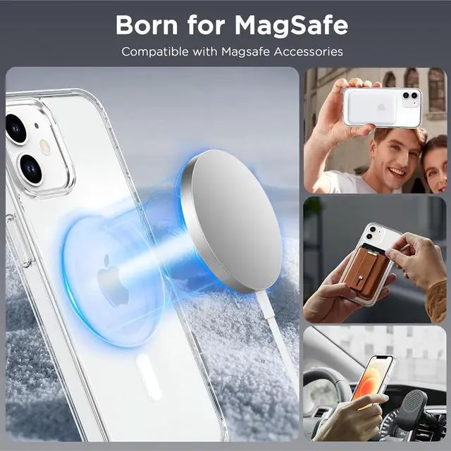 Alt view image 4 of 7 - Magnetic Case for iPhone 12 & iPhone 12 Pro 6.1 inch-Compatible with MagSafe & Magnetic Car Phone Mount Not Yellowing Anti-Scratch (Clear)