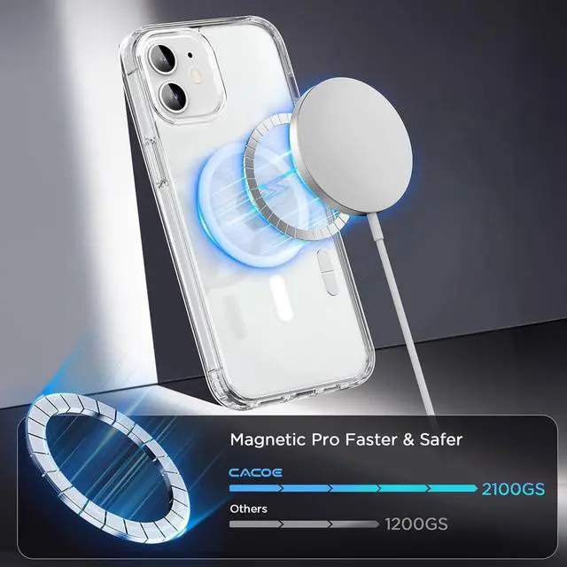 Alt view image 3 of 7 - Magnetic Case for iPhone 12 & iPhone 12 Pro 6.1 inch-Compatible with MagSafe & Magnetic Car Phone Mount Not Yellowing Anti-Scratch (Clear)