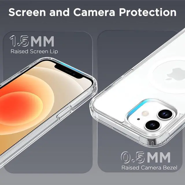 Alt view image 6 of 7 - Magnetic Case for iPhone 12 & iPhone 12 Pro 6.1 inch-Compatible with MagSafe & Magnetic Car Phone Mount Not Yellowing Anti-Scratch (Clear)