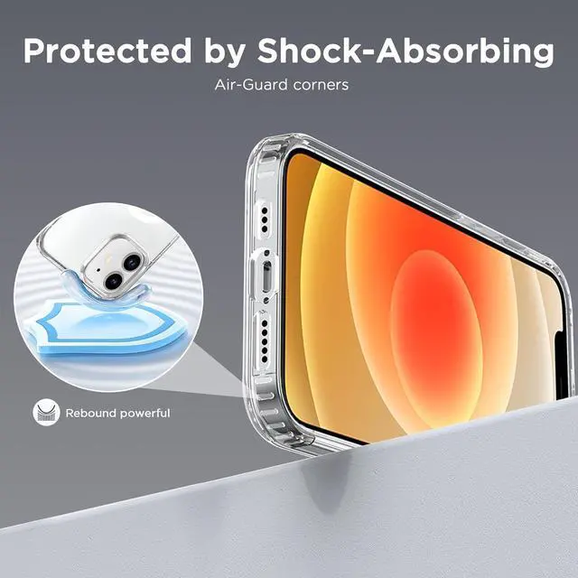 Alt view image 7 of 7 - Magnetic Case for iPhone 12 & iPhone 12 Pro 6.1 inch-Compatible with MagSafe & Magnetic Car Phone Mount Not Yellowing Anti-Scratch (Clear)