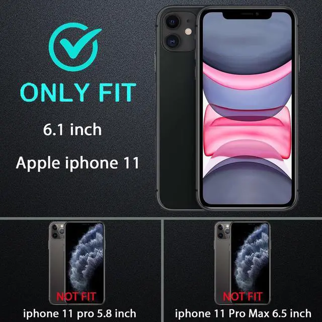 Alt view image 2 of 6 - for iPhone 11 Case Military Grade 3 in 1 Heavy Duty Shockproof/Drop Proof/Dust Proof Case with 2Pcs Tempered Glass Screen Protector (Blue/Turquoise)