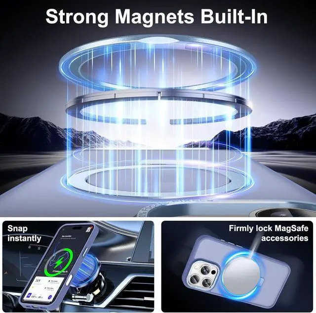 Alt view image 2 of 7 - Magnetic for iPhone 16 Pro Max Case with Invisible Stand [10 FT Drop Protection] [Velvety Touch] Slim Translucent Matte Back Shockproof Phone Case for iPhone 16 Pro Max 6.9 Sierra Blue