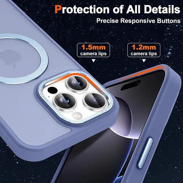 Alt view image 6 of 7 - Magnetic for iPhone 16 Pro Max Case with Invisible Stand [10 FT Drop Protection] [Velvety Touch] Slim Translucent Matte Back Shockproof Phone Case for iPhone 16 Pro Max 6.9 Sierra Blue