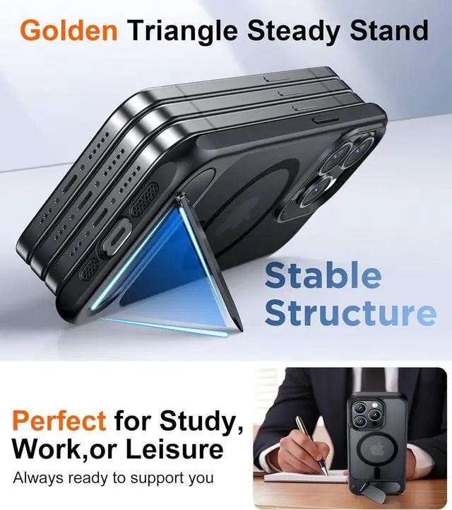 Alt view image 4 of 7 - Magnetic Compatible with iPhone 15 Pro Case [Built-in Invisible Kickstand][Compatible with MagSafe] [Military Grade Shockproof] Slim Translucent Matte Phone Case for iPhone 15 Pro 6.1