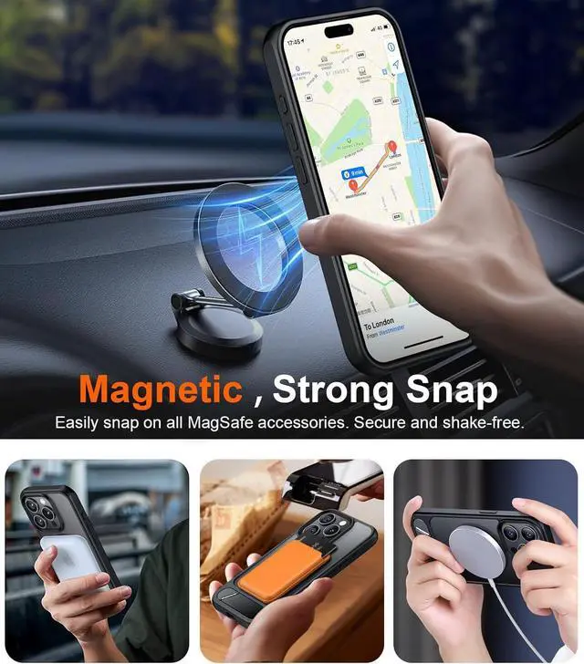 Alt view image 6 of 7 - Magnetic Compatible with iPhone 15 Pro Case [Built-in Invisible Kickstand][Compatible with MagSafe] [Military Grade Shockproof] Slim Translucent Matte Phone Case for iPhone 15 Pro 6.1