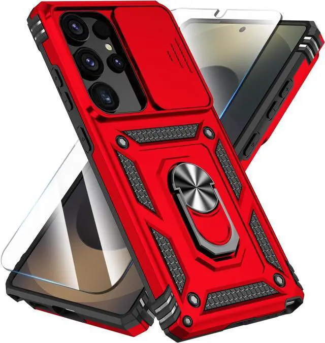 Main image of Case for  Galaxy S25 Ultra Case with HD Screen Protector & Kickstand & Slide Camera Cover [ Military-Grade ] Protective Phone Case for Galaxy S25 Ultra 6.9 Red