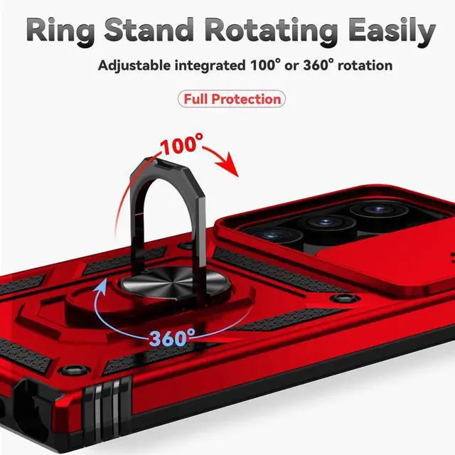 Alt view image 3 of 7 - Case for  Galaxy S25 Ultra Case with HD Screen Protector & Kickstand & Slide Camera Cover [ Military-Grade ] Protective Phone Case for Galaxy S25 Ultra 6.9 Red