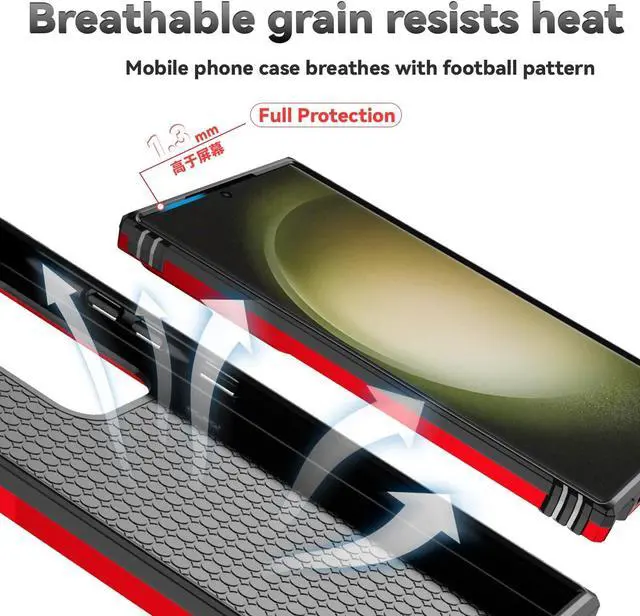 Alt view image 4 of 7 - Case for  Galaxy S25 Ultra Case with HD Screen Protector & Kickstand & Slide Camera Cover [ Military-Grade ] Protective Phone Case for Galaxy S25 Ultra 6.9 Red