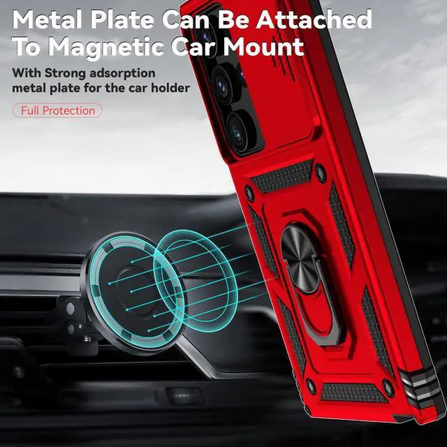 Alt view image 5 of 7 - Case for  Galaxy S25 Ultra Case with HD Screen Protector & Kickstand & Slide Camera Cover [ Military-Grade ] Protective Phone Case for Galaxy S25 Ultra 6.9 Red