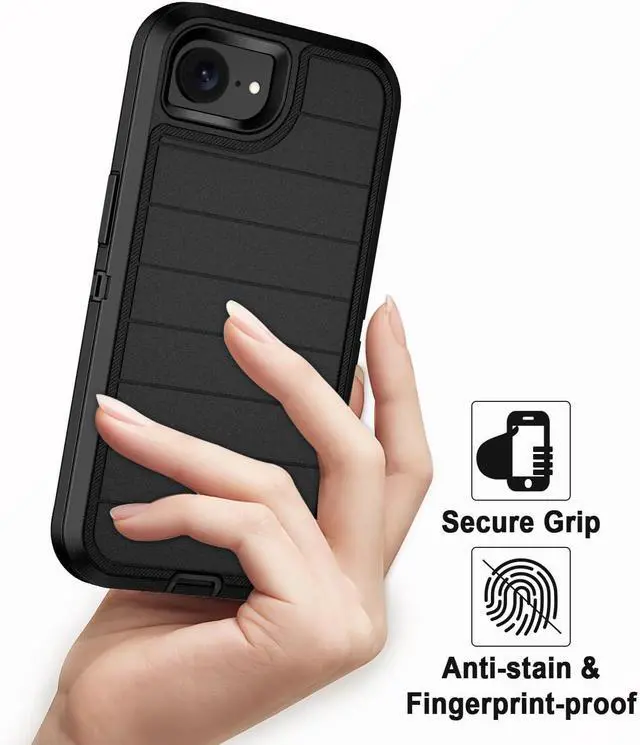 Alt view image 6 of 7 - for iPhone 16e Case Heavy Duty 3-Layer[Shockproof][Dropproof][Dust-Proof] Military Grade Rugged Full Body Protection Cover Case for  iPhone 16e 6.1 inch 2025 Black