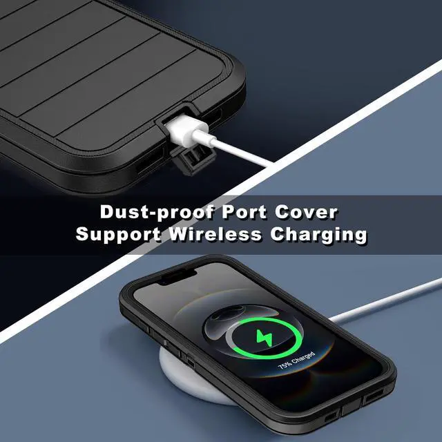 Alt view image 5 of 7 - for iPhone 16e Case Heavy Duty 3-Layer[Shockproof][Dropproof][Dust-Proof] Military Grade Rugged Full Body Protection Cover Case for  iPhone 16e 6.1 inch 2025 Black