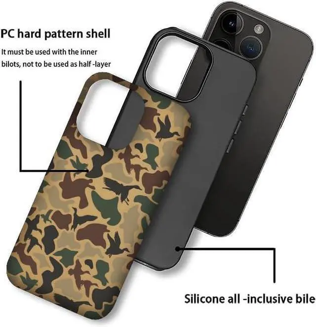 Alt view image 3 of 6 - Case Compatible with iPhone 13 Pro Camo Camouflage Duck Phone Case for Men Girls Boy Kids Women Dual-Layer Hard Shell Silicone Cover Shockproof Protective Case for iPhone 13 Pro