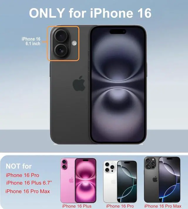 Alt view image 2 of 7 - for iPhone 16 Case [Shockproof] [Dropproof] [Heavy Duty Protection] [Pocket-Friendly] Slim & Tough Non-Slip Protective Phone Cover for iPhone16 6.1inch Black