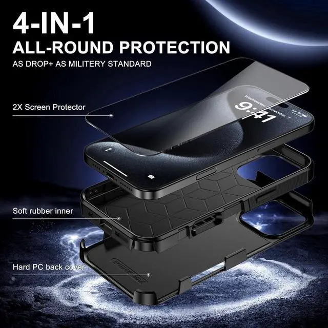 Alt view image 3 of 7 - for iPhone 16 Case [Shockproof] [Dropproof] [Heavy Duty Protection] [Pocket-Friendly] Slim & Tough Non-Slip Protective Phone Cover for iPhone16 6.1inch Black
