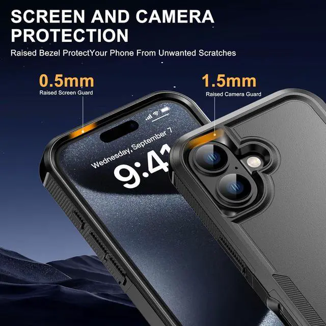Alt view image 5 of 7 - for iPhone 16 Case [Shockproof] [Dropproof] [Heavy Duty Protection] [Pocket-Friendly] Slim & Tough Non-Slip Protective Phone Cover for iPhone16 6.1inch Black