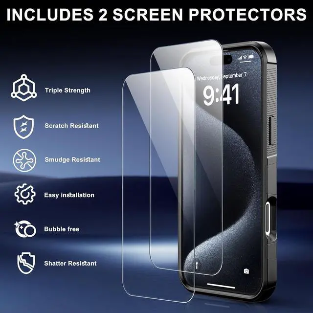 Alt view image 4 of 7 - for iPhone 16 Case [Shockproof] [Dropproof] [Heavy Duty Protection] [Pocket-Friendly] Slim & Tough Non-Slip Protective Phone Cover for iPhone16 6.1inch Black