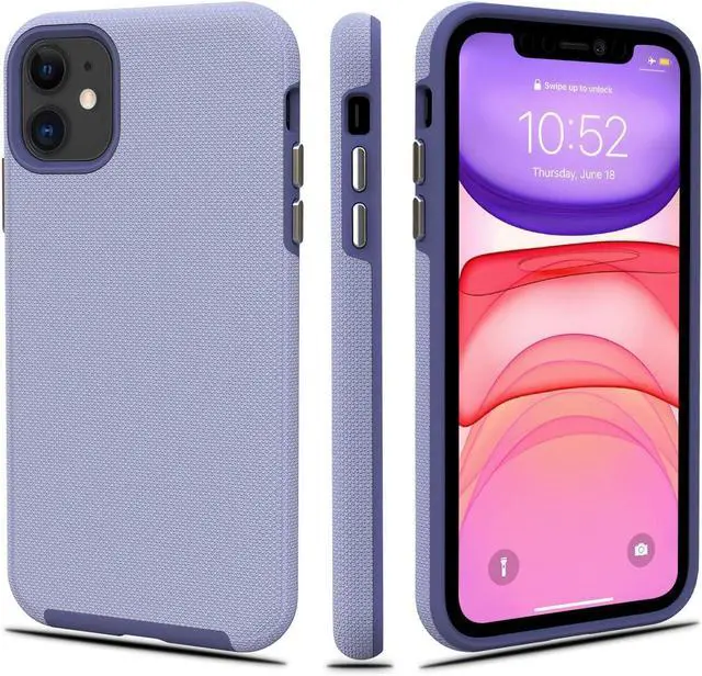 Main image of Heavy-Duty Case for iPhone 11 - Dual Layer Military Grade Protection Elevated Screen & Camera Protection Slim Shockproof Non-Slip Phone Cover Light Purple