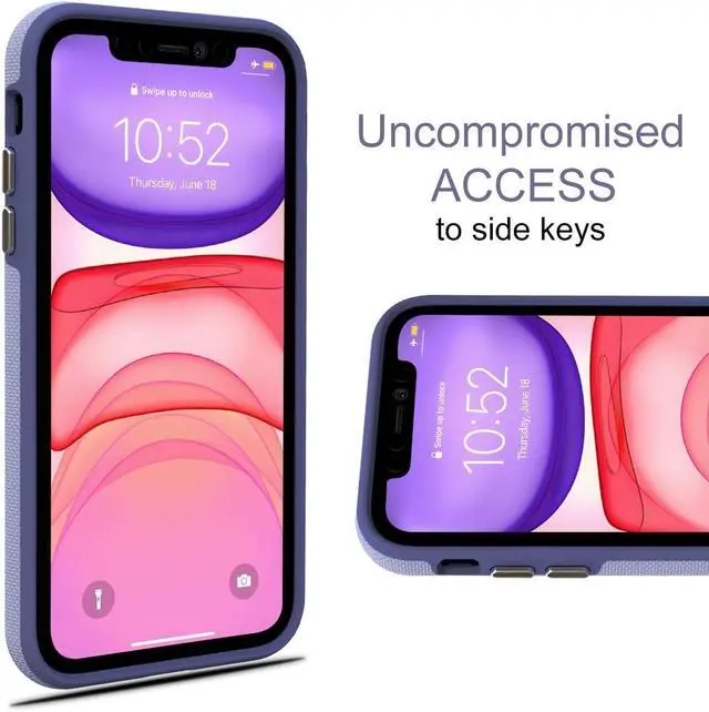 Alt view image 4 of 7 - Heavy-Duty Case for iPhone 11 - Dual Layer Military Grade Protection Elevated Screen & Camera Protection Slim Shockproof Non-Slip Phone Cover Light Purple