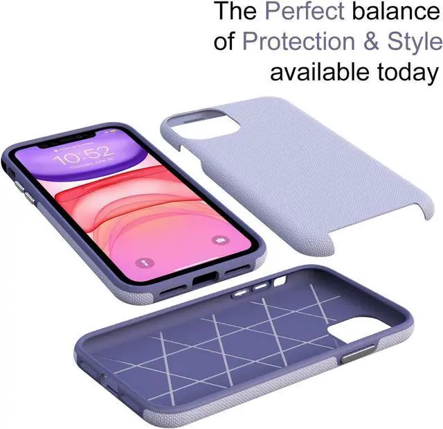 Alt view image 7 of 7 - Heavy-Duty Case for iPhone 11 - Dual Layer Military Grade Protection Elevated Screen & Camera Protection Slim Shockproof Non-Slip Phone Cover Light Purple