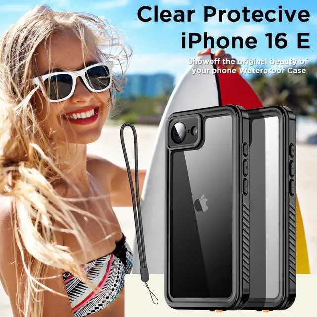 Alt view image 7 of 7 - for iPhone 16e Case Waterproof Clear Water Proof Shockproof Dustproof Snowproof Full Body Rugged Transparent Underwater Phone Case for iPhone 16e 2025 Built-in Screen Protector