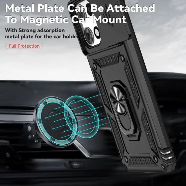 Alt view image 3 of 7 - for Motorola Moto G 2025 Case with Slide Camera Cover HD Screen Protector [Military Grade 16ft. Drop Tested] Magnetic Ring Holder Kickstand Protective Phone Case for Motorola Moto G 2025 Black