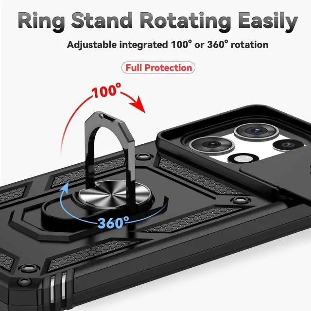 Alt view image 6 of 7 - for Motorola Moto G 2025 Case with Slide Camera Cover HD Screen Protector [Military Grade 16ft. Drop Tested] Magnetic Ring Holder Kickstand Protective Phone Case for Motorola Moto G 2025 Black