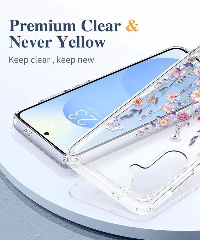 Alt view image 3 of 7 - for Galaxy S25 Case Clear Floral Slim Shockproof Protective Women Phone Case Non-Yellowing with Screen Protector & Camera Lens Protector for Galaxy S25 6.2 Floratopia/Colorful