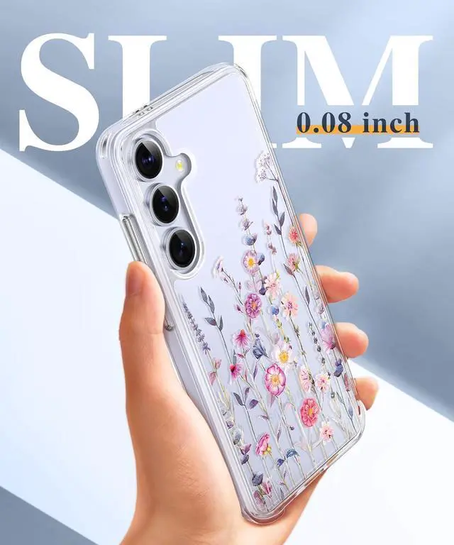 Alt view image 6 of 7 - for Galaxy S25 Case Clear Floral Slim Shockproof Protective Women Phone Case Non-Yellowing with Screen Protector & Camera Lens Protector for Galaxy S25 6.2 Floratopia/Colorful