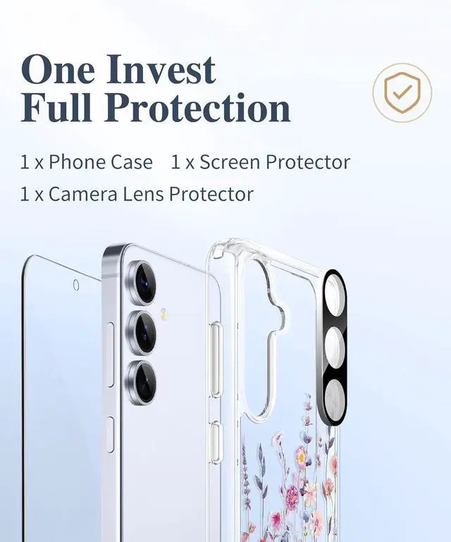 Alt view image 7 of 7 - for Galaxy S25 Case Clear Floral Slim Shockproof Protective Women Phone Case Non-Yellowing with Screen Protector & Camera Lens Protector for Galaxy S25 6.2 Floratopia/Colorful