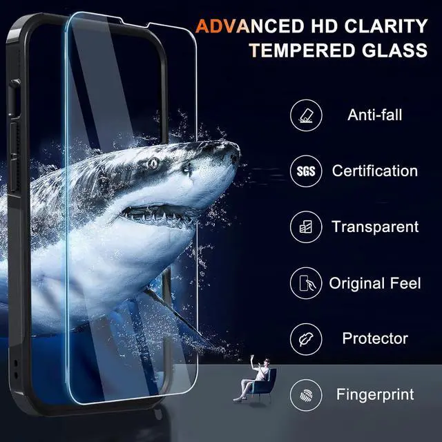 Alt view image 3 of 7 - for iPhone 16E Case with Screen Protector Military Grade Heavy Duty Shockproof Phone Cover with Wrist Lanyard Strap for iPhone 16E 2025 Released Black Matte