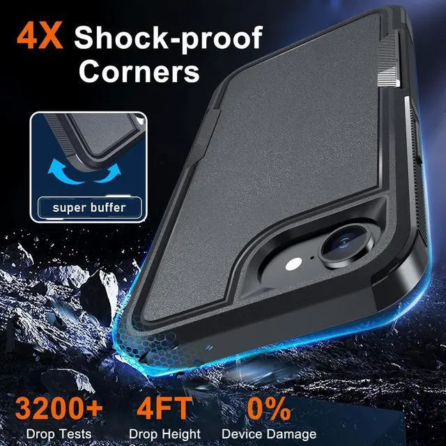 Alt view image 5 of 7 - for iPhone 16E Case with Screen Protector Military Grade Heavy Duty Shockproof Phone Cover with Wrist Lanyard Strap for iPhone 16E 2025 Released Black Matte