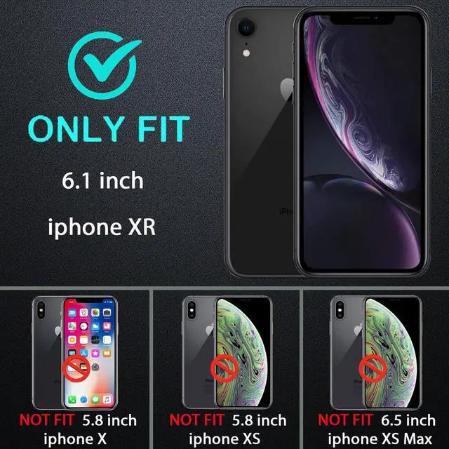 Alt view image 2 of 6 - for iPhone XR Case Military Grade 3 in 1 Heavy Duty Shockproof/Drop Proof/Dust Proof Case with 2Pcs Tempered Glass Screen Protector (Blue/Turquoise)