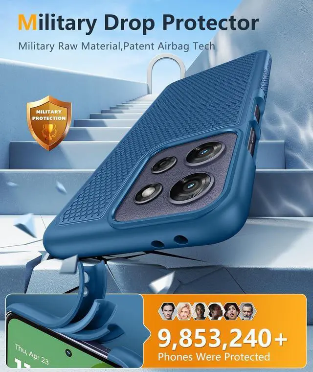 Alt view image 4 of 7 - for Motorola Moto G-Power-5G-2025 Case: Dual Layer Protective Heavy Duty Cell Phone Cover Shockproof Rugged with Non Slip Textured Back - Military Protection Bumper Tough 6.8 Inch (Blue)