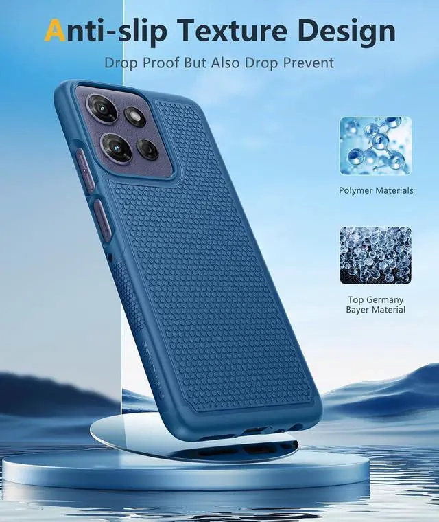 Alt view image 5 of 7 - for Motorola Moto G-Power-5G-2025 Case: Dual Layer Protective Heavy Duty Cell Phone Cover Shockproof Rugged with Non Slip Textured Back - Military Protection Bumper Tough 6.8 Inch (Blue)