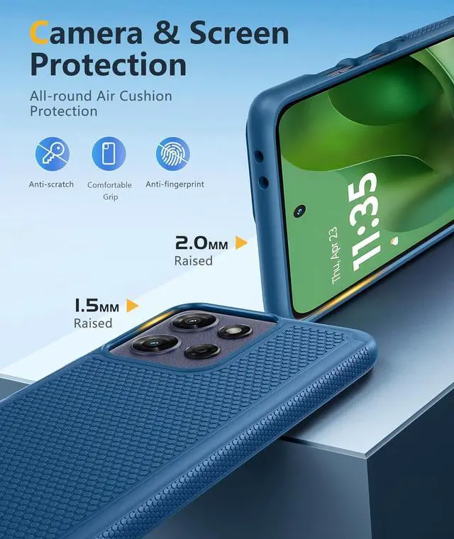 Alt view image 6 of 7 - for Motorola Moto G-Power-5G-2025 Case: Dual Layer Protective Heavy Duty Cell Phone Cover Shockproof Rugged with Non Slip Textured Back - Military Protection Bumper Tough 6.8 Inch (Blue)