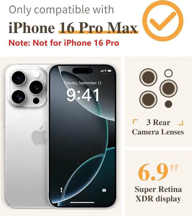 Alt view image 2 of 7 - for iPhone 16 Pro Max Case with Screen Protector & Camera Lens Protector [Military Grade Protection] Clear Shockproof Slim Floral Phone Cover for Women Girls 6.9 (Aconite/Light Blue)