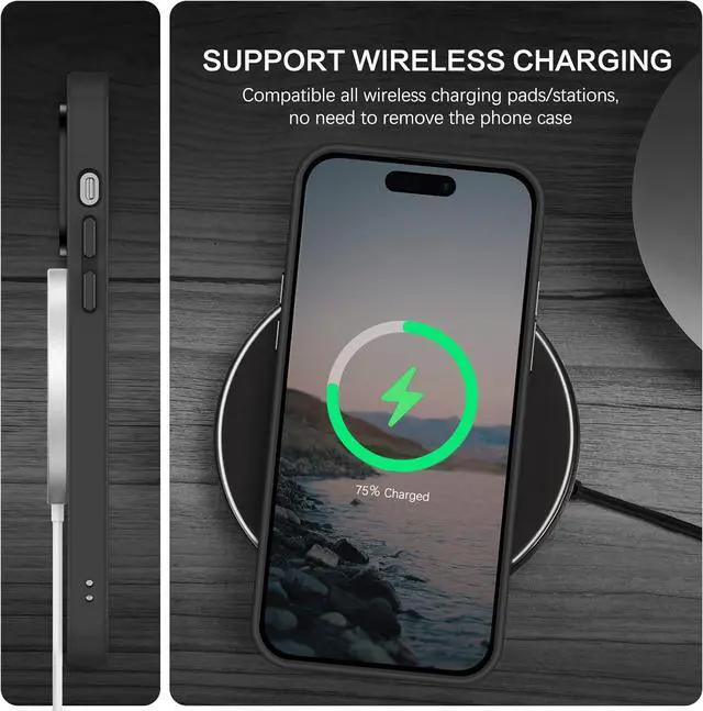 Alt view image 6 of 7 - Magnetic for iPhone 14 Pro Case [Compatible with Magsafe] Translucent Matte 14 Pro Phone Case Slim Thin Shockproof Women Men Girls Boys Protective Cover Cases for iPhone14 Pro 6.1 Black