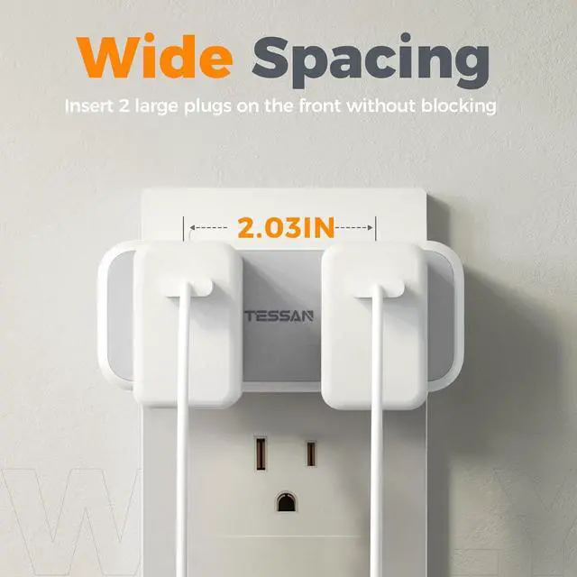 Alt view image 5 of 7 - Surge Protector Outlet Extender, TESSAN Multi Plug Splitter with 4 Electrical Outlets 3 USB Ports(1 USB C), Multiple Plug Mini Wall Expander for Home Bathroom Office Dorm Room Essentials